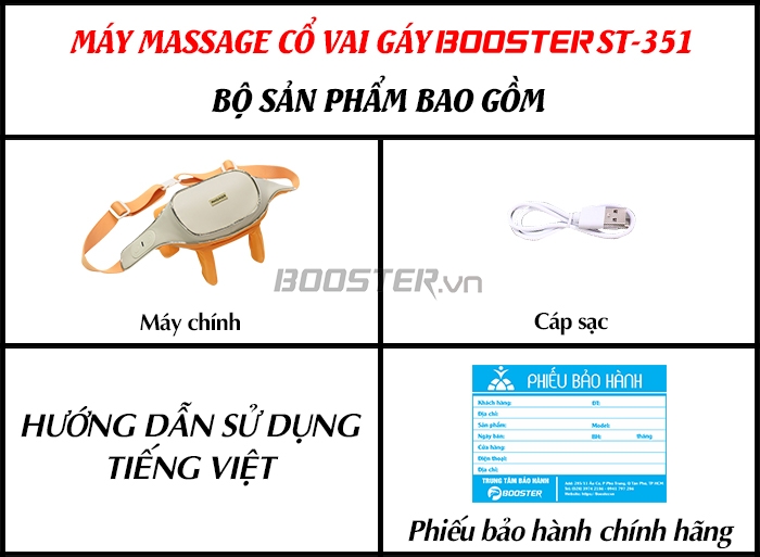 Bộ sản phẩm gồm có của máy massage cổ vai gáy Booster ST-351