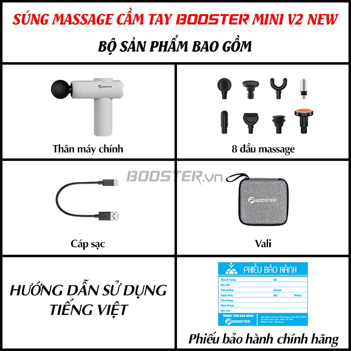 Súng massage cầm tay hướng dẫn sử dụng Booster Mini V2 New