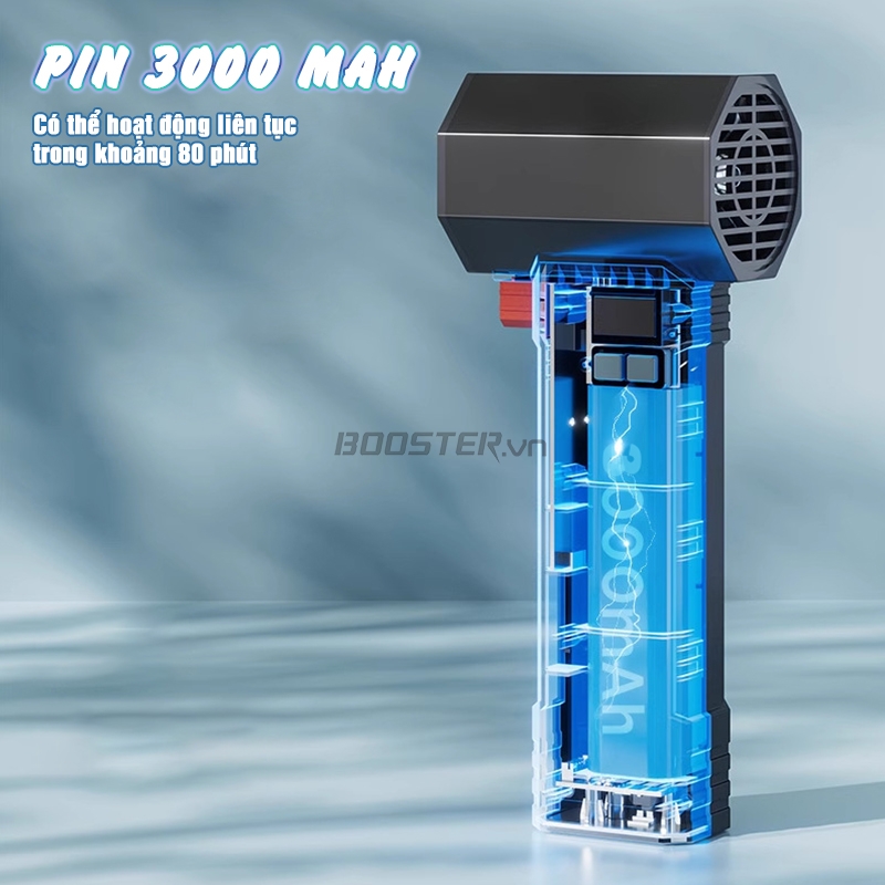 Dung lượng pin 3000 mAh giúp Booster TF-64 hoạt động liên tục trong vòng 80 phút