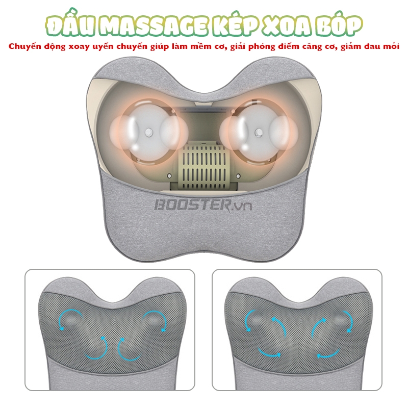 Gối massage lưng cổ vai gáy đầu massage kép Booster ST-1203