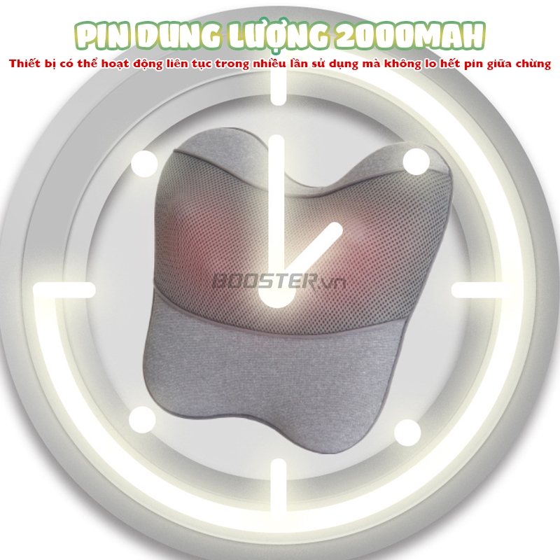 Gối massage lưng cổ vai gáy pin sạc 2000 mAh Booster ST-1203