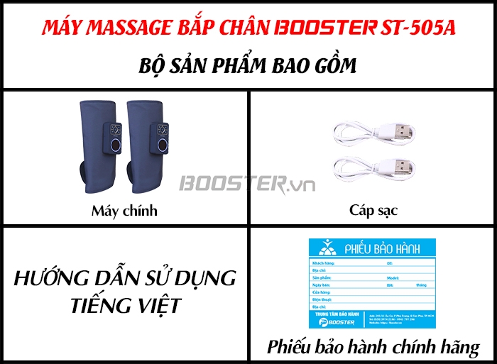 Bộ sản phẩm gồm có của máy massage bắp chân Booster ST-505A