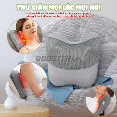 Gối massage lưng và cổ vai gáy pin sạc Booster Boluojun ST-1203