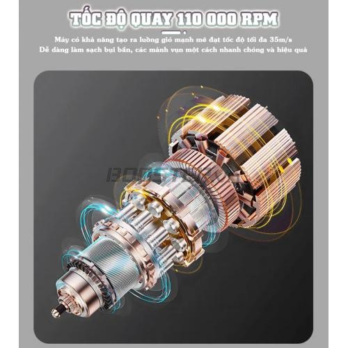 Máy thổi khí cầm tay Booster W03 - Tích hợp động cơ quay 110000 rpm 2 đầu thay đổi linh hoạt