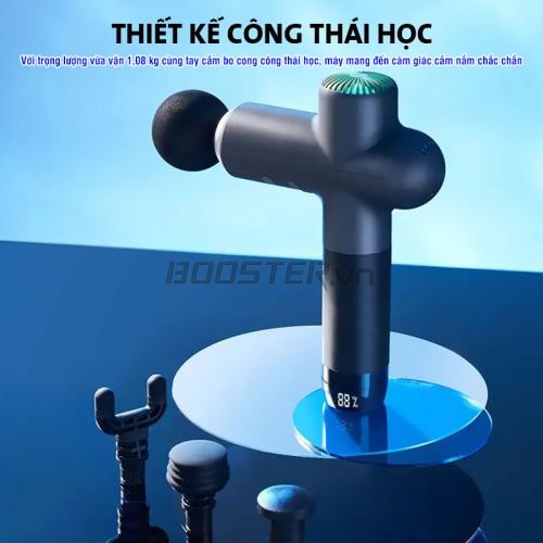 Súng Massage Cầm Tay Booster Boluojun LS - Có kèm đầu nóng massage (Mới) thư giãn và hỗ trợ giảm đau