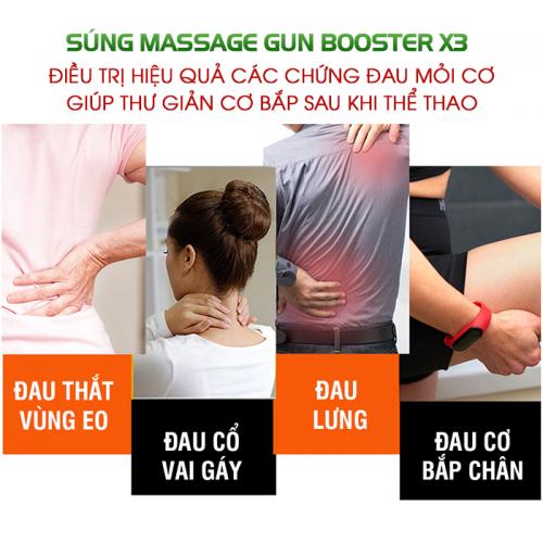 Súng massage giãn cơ cao cấp 6 đầu Booster X3
