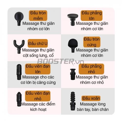 Súng massage cầm tay thư giãn cơ bắp Mini Booster V2 - 8 đầu