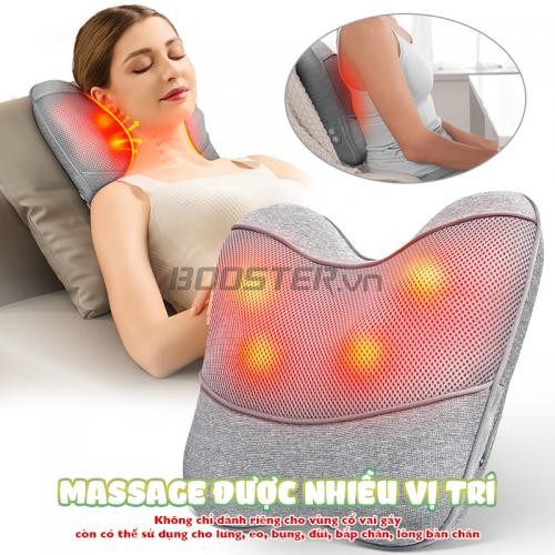 Gối massage lưng và cổ vai gáy pin sạc Booster Boluojun ST-1203